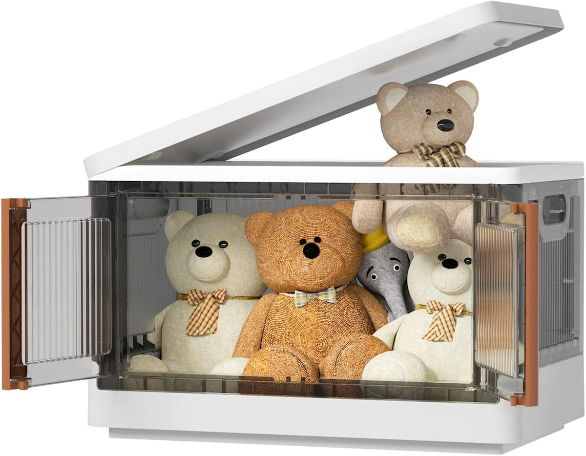 HAIXIN Storage Bins with Lids, Collapsible and Stackable Storage Bins, Plastic Closet Organizer