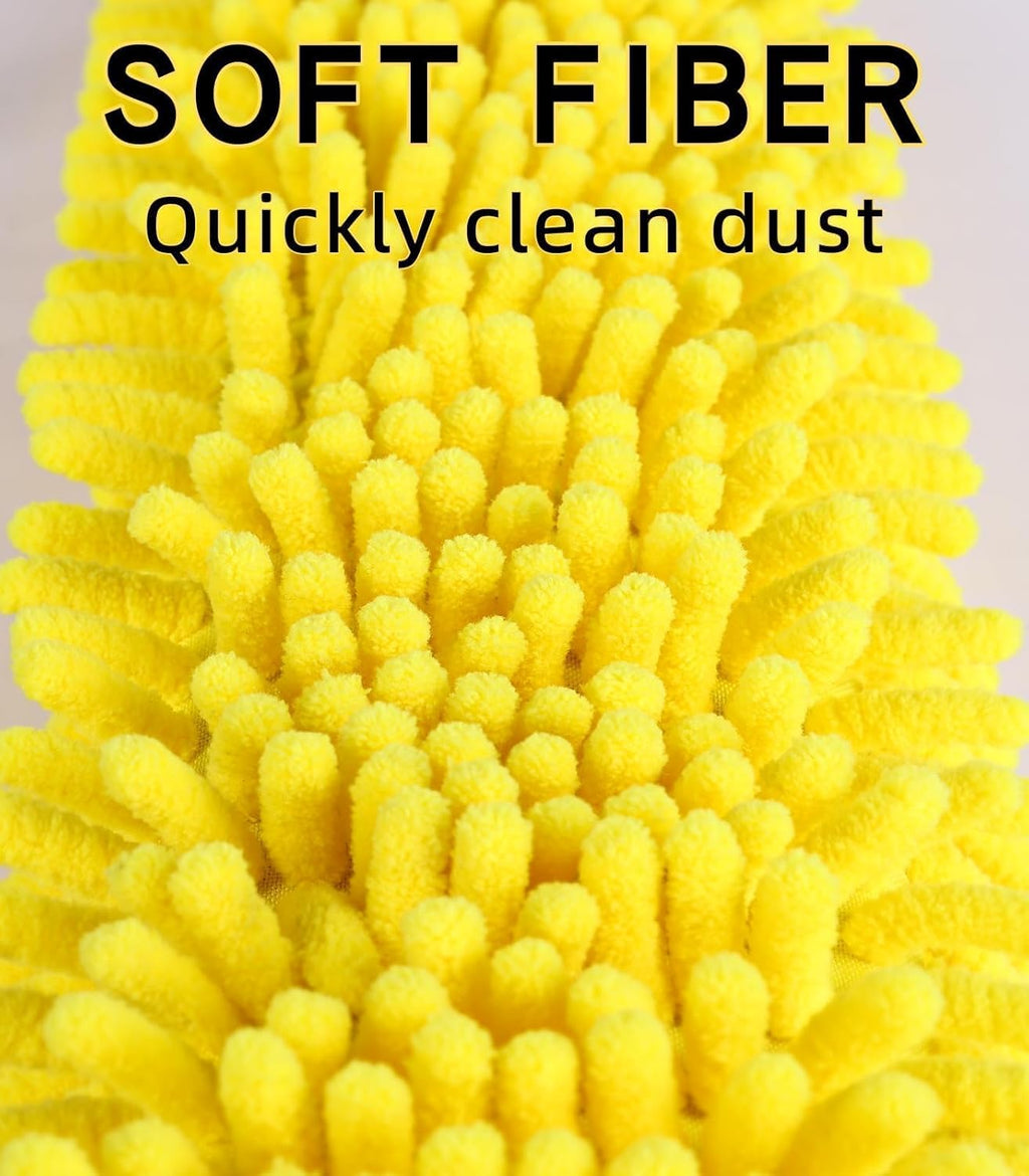 Flexible Fan Blade Cleaner Chenille Duster, Washable Hand Duster for High Ceiling, Removable &