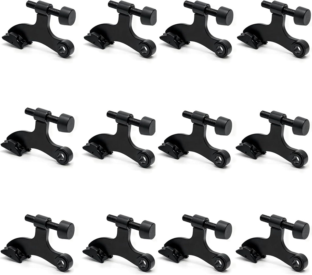 12 Pack Hinge Pin Black Door Stopper, Adjustable Heavy Duty Hinge Pin Door Stop with Black Rubber