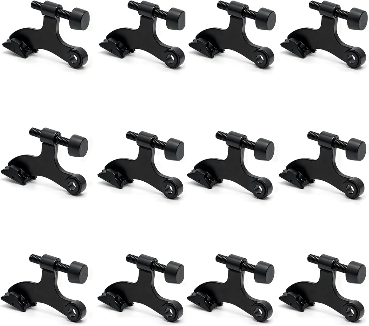 12 Pack Hinge Pin Black Door Stopper, Adjustable Heavy Duty Hinge Pin Door Stop with Black Rubber