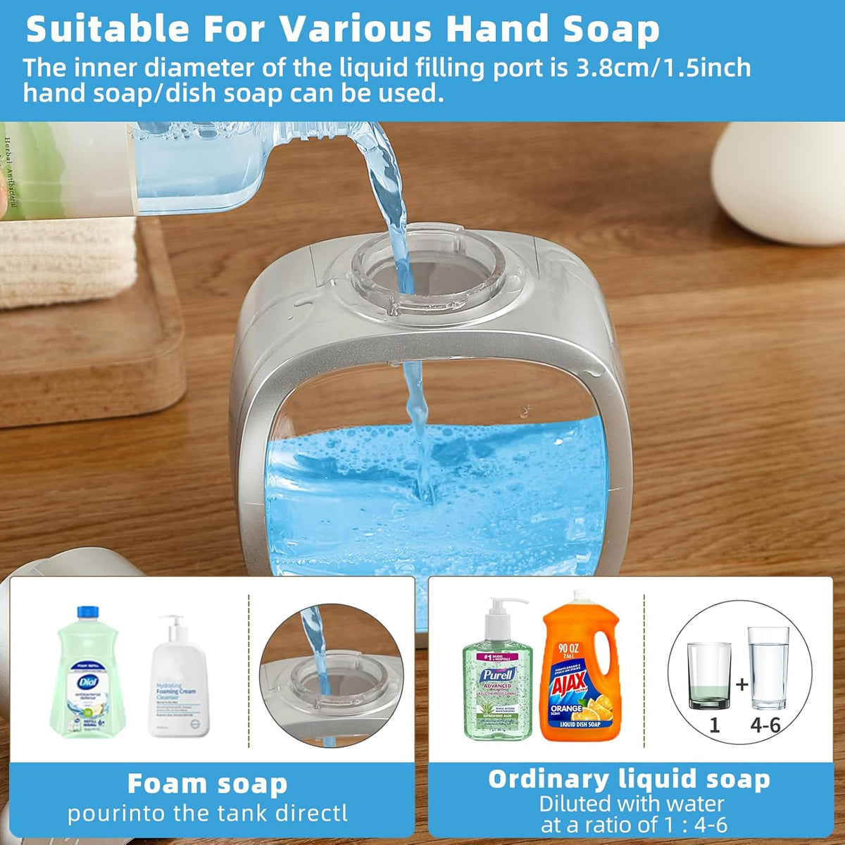 Automatic Foaming Soap Dispenser, 17oz/500ml Touchless Rechargeable with 4-Level Adjustable & IPX5