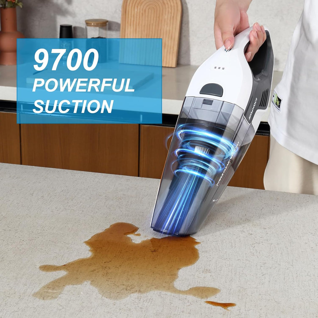 9700Pa Handheld Vacuum Cordless, 100W Portable Car Vacuum, Wet Dry Hand Held Vacuum, Lightweight