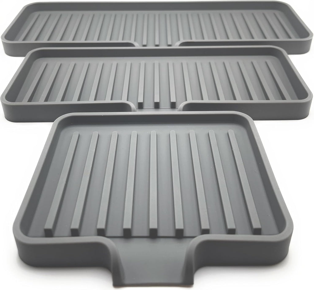 Happitasa Silicone Soap Dish Tray and Sponge Holder with Drain Chute, Pack of 2 | Bathroom and