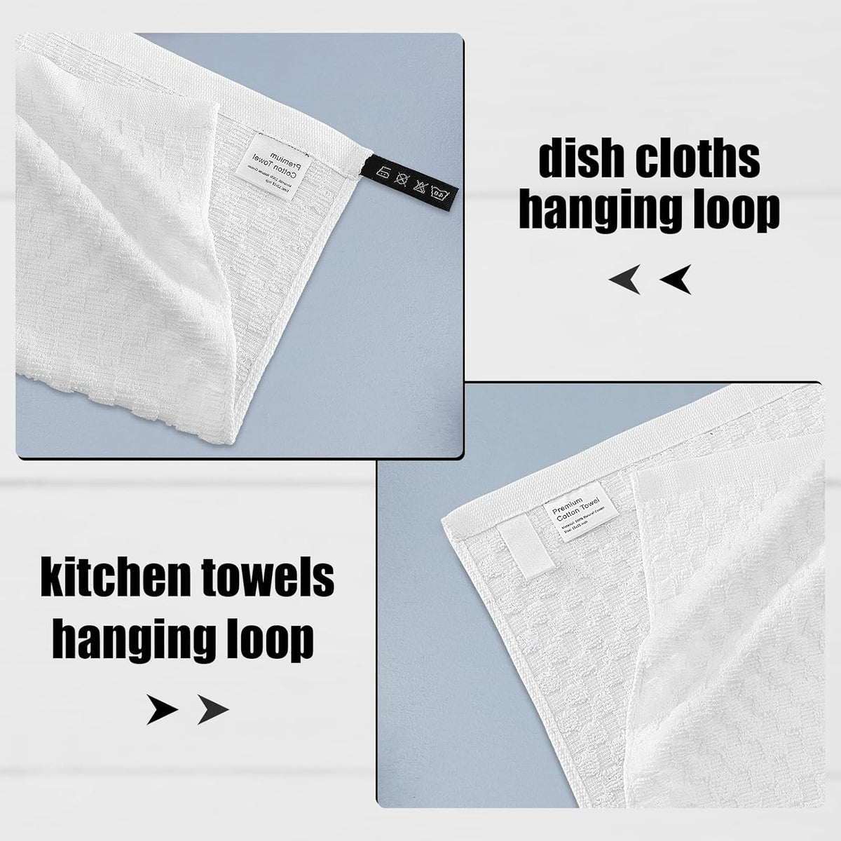 Fintale 100% Cotton Kitchen Towels and Dishcloths Set, 12 x 12 & 15 x 25 Inches, Set of 8 Bulk