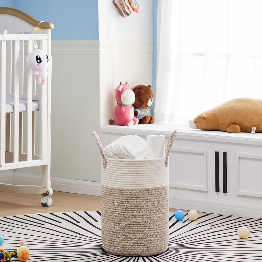 VIPOSCO Tall Laundry Hamper, Woven Rope Storage Basket for Blanket, Toys, Dirty Clothes in Living