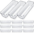 Maitys 12 Pcs Vanity Drawer Organizer 9 x 3 x 2 Inches Clear Plastic Utensil Organizers Kitchen