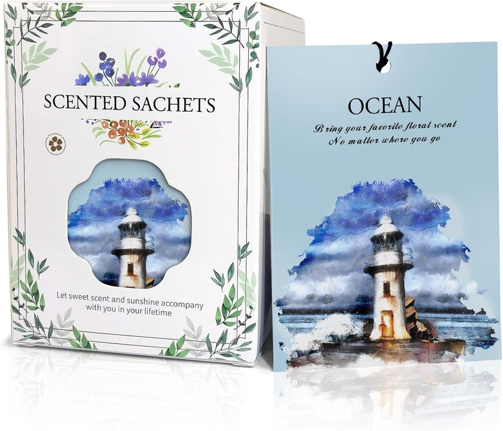Ocean Scented Sachet Bags - 12 Pack Closet Freshener Odor Eliminator, Long Lasting Home Fragrance
