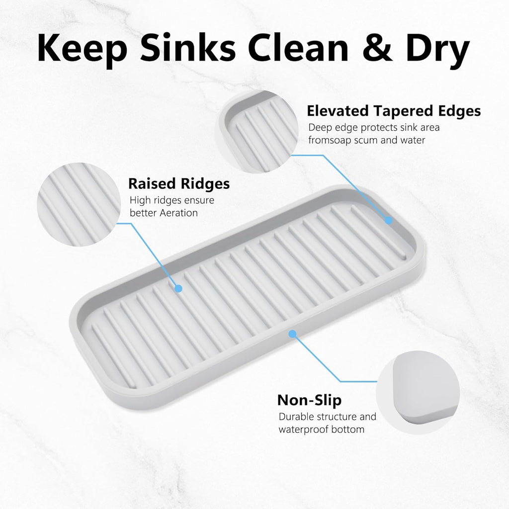 Silicone Sponge Holder Kitchen Sink Organizer Tray Dish Caddy Soap Dispenser, Scrubber Spoon