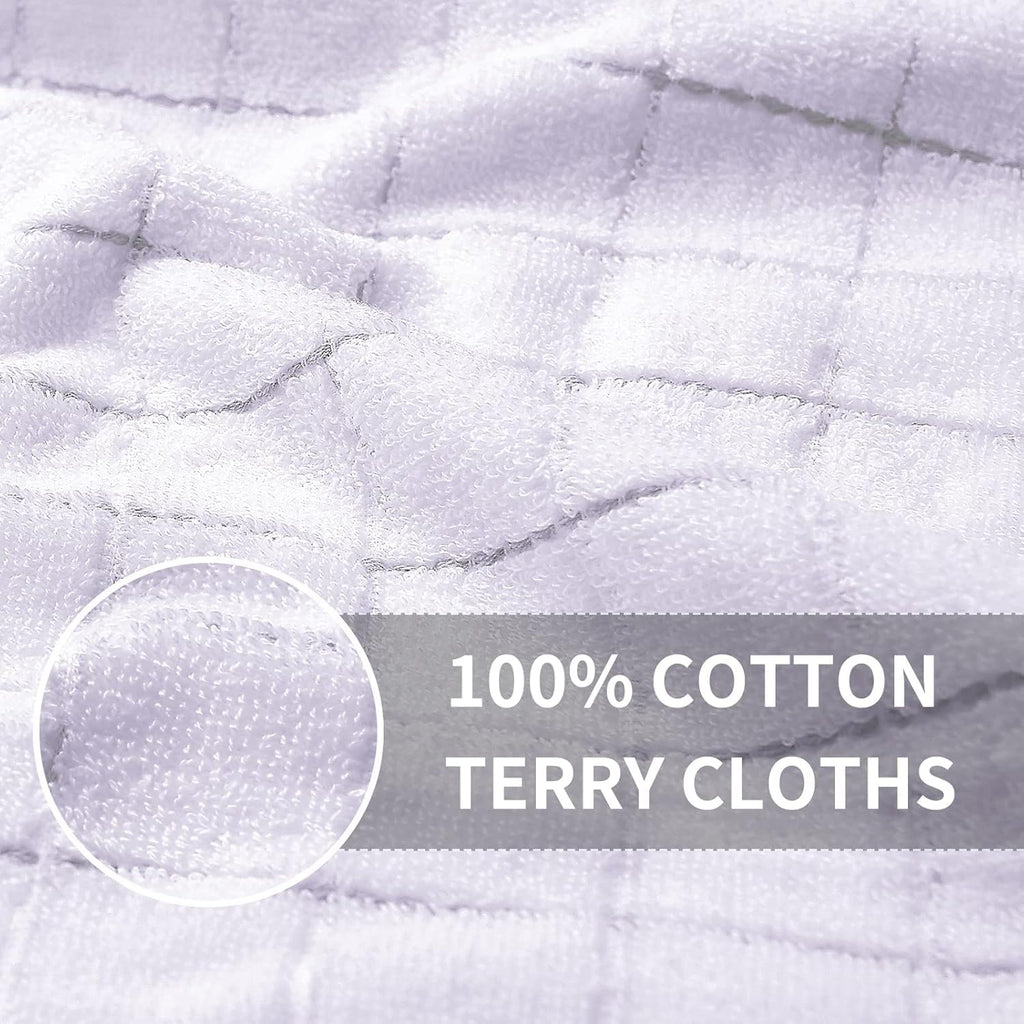 Homaxy 100% Cotton Terry Kitchen Towels(White, 13 x 28 inches), Checkered Designed, Soft and Super
