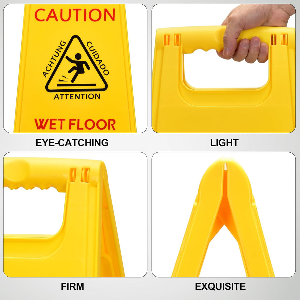 MATTHEW CLEANING 25'' Industrial Wet Floor Sign 12 Pack 2-Sided Safety A-Frame Birght Yellow
