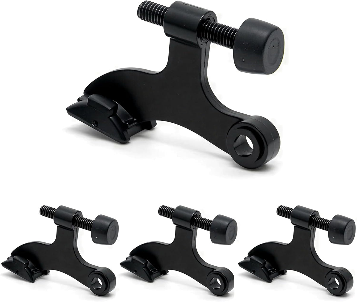4 Pack Hinge Pin Black Door Stopper, Adjustable Heavy Duty Hinge Pin Door Stop with Black Rubber
