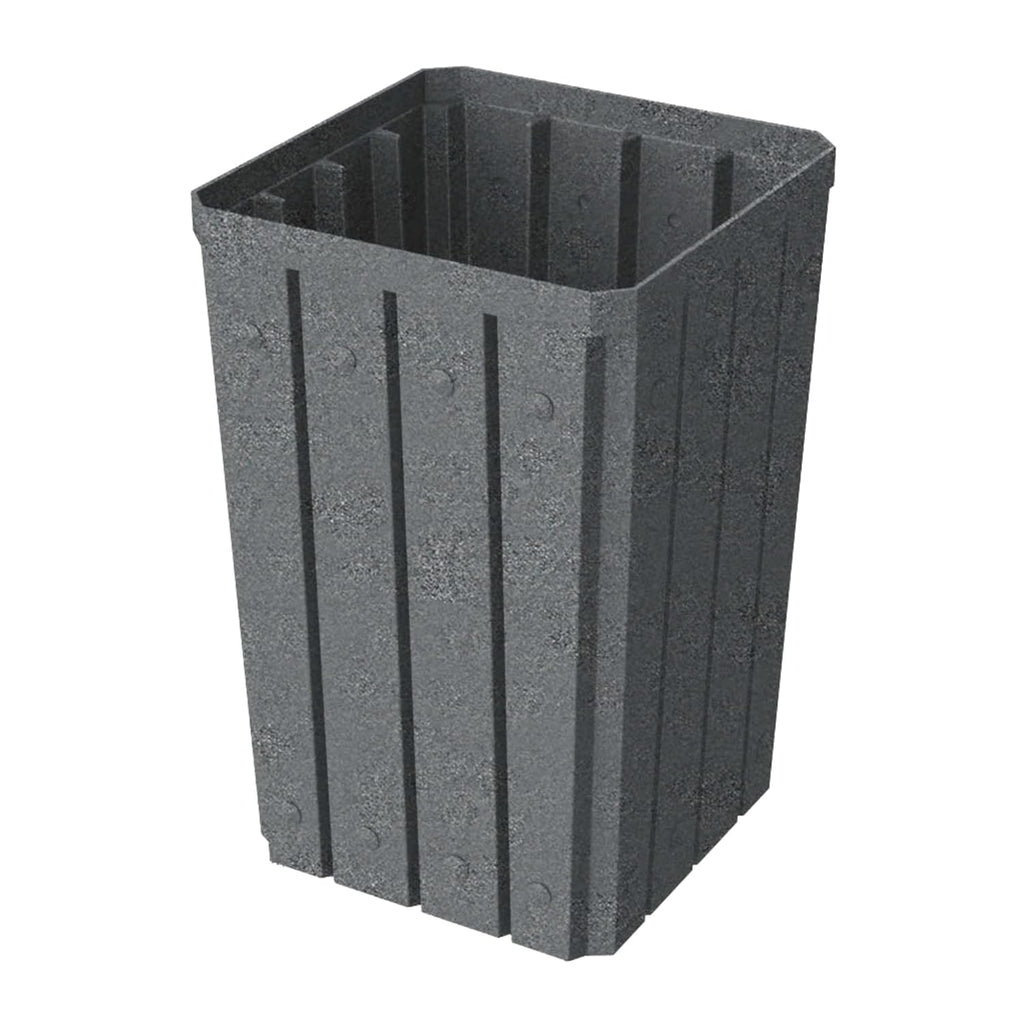 32 Gallon Square Slatted 100% Recycled Plastic Heavy-Duty Commercial Outdoor or Indoor Trash Can