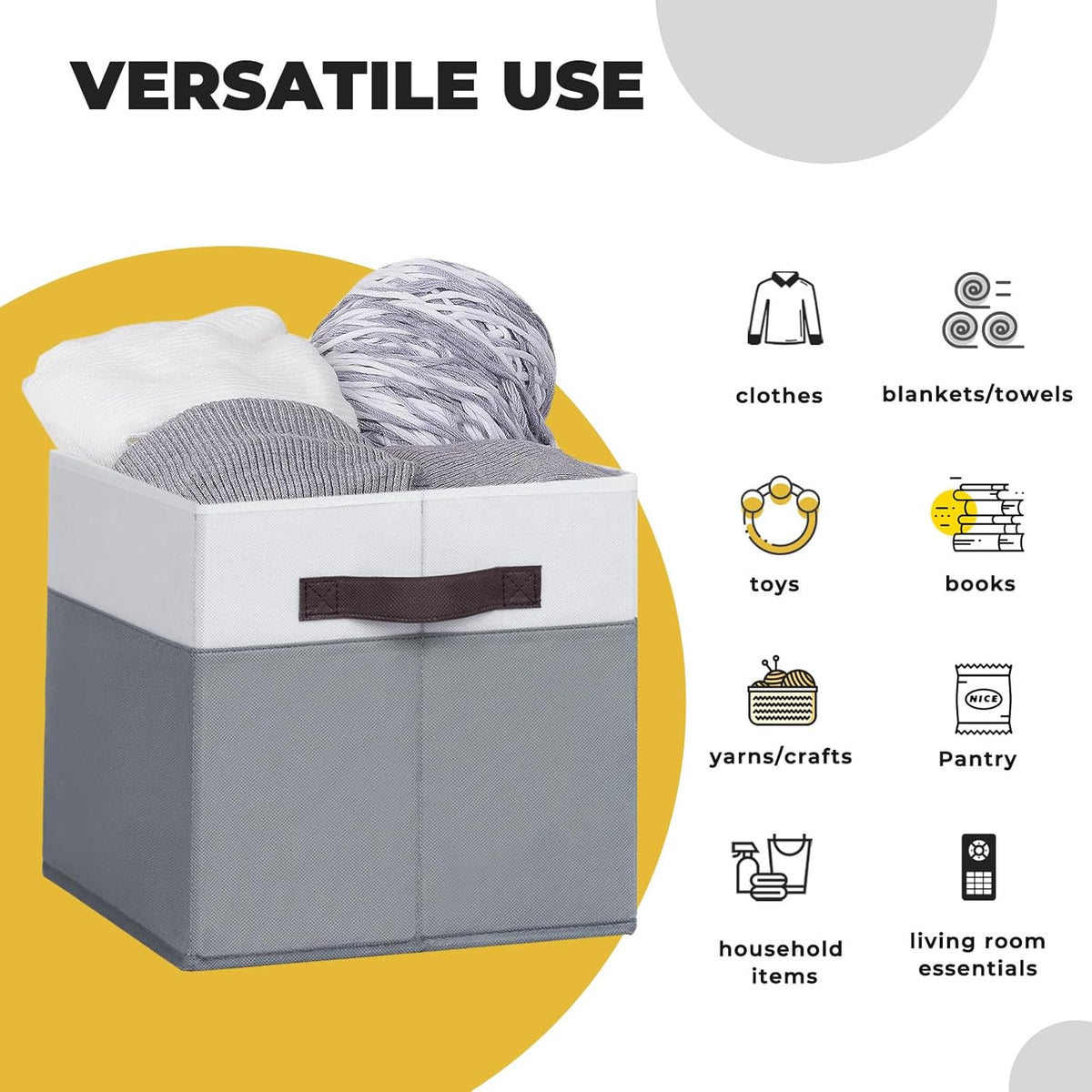 Criusia Fabric Storage Cubes - 13 Inch Large Storage Bins 4 Pack - Clothes Organizer Bins for