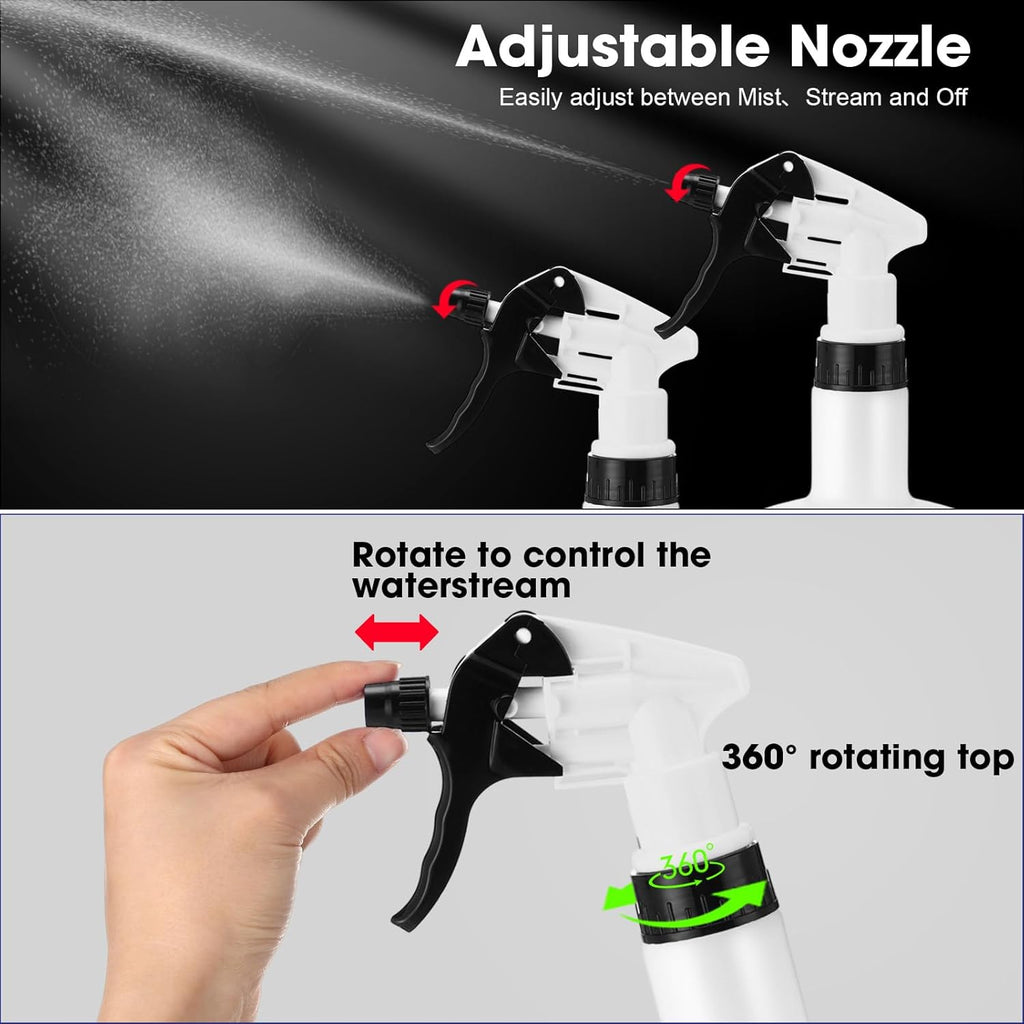 Eccliy 12 Pcs 16 Oz Plastic Spray Bottle, Adjustable Empty Reusable Sprayer for Cleaning, Planting