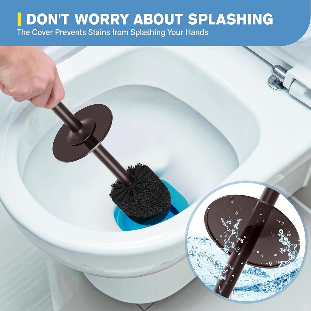 UPTRONIC Toilet Brush, Aluminum Alloy Toilet Brush and Holder Set with Extra Long Handle Durable