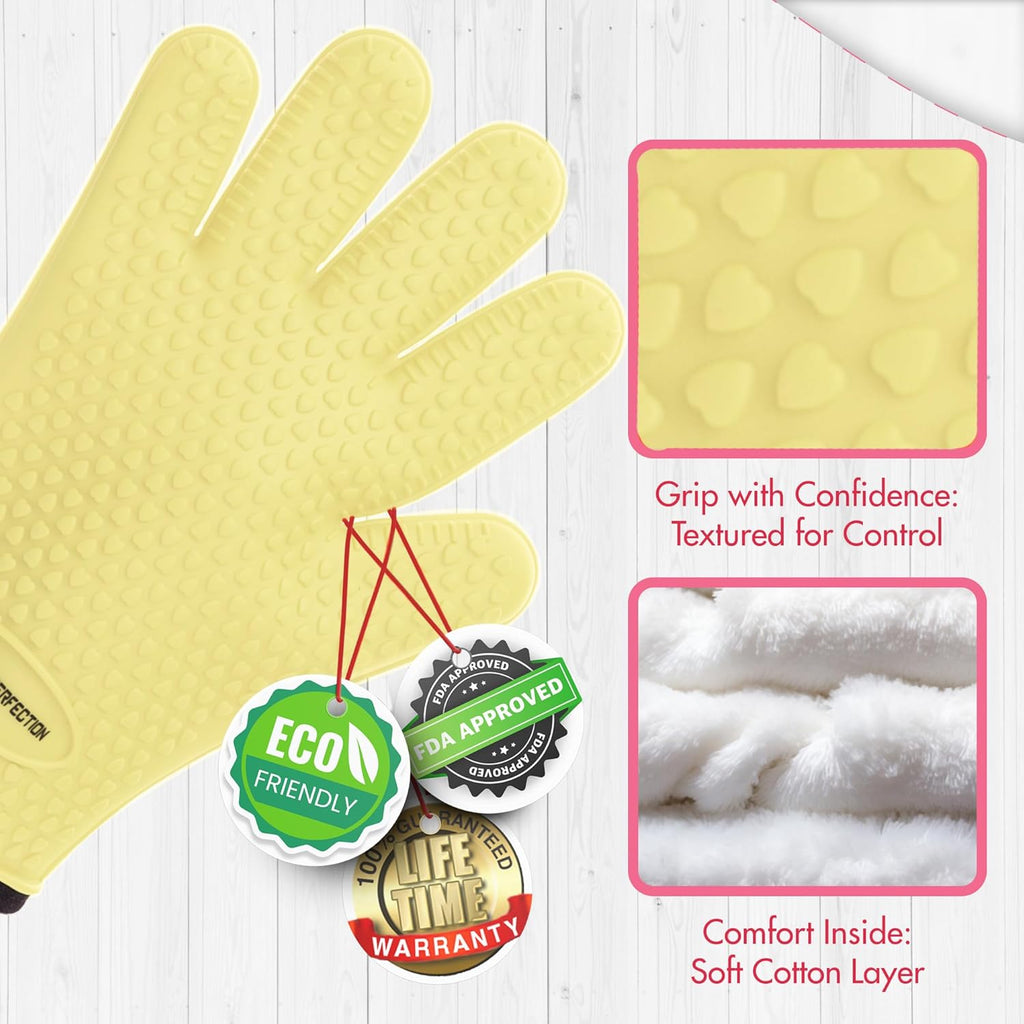 KITCHEN PERFECTION Silicone Smoker Oven Gloves For Women -Extreme Heat Resistant BBQ Gloves -Handle