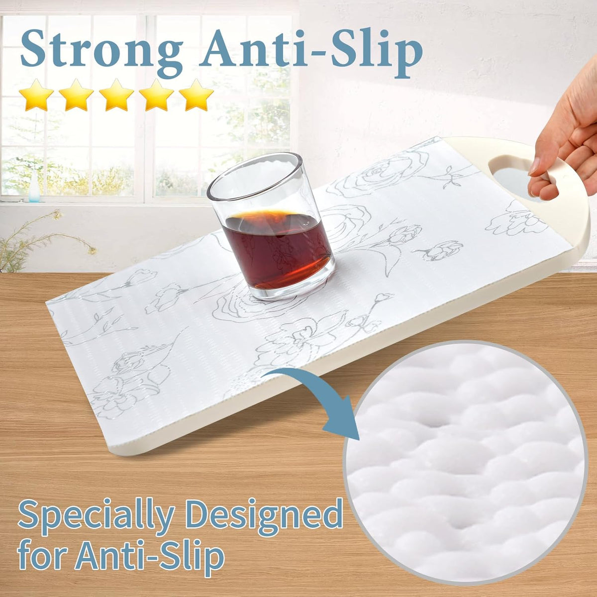 Shelf Liners for Kitchen Cabinets 23.6in x 30FT Non Adhesive Drawer Liner Sliver Floral Thickened