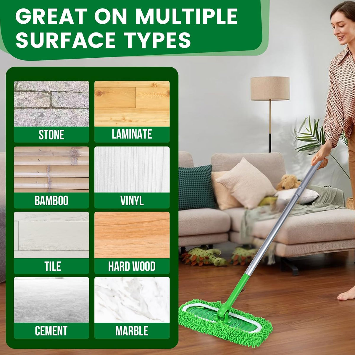 15Pcs Reusable Microfiber Mop Pads Compatible with Sweeper Mop, Replacement Wet Mopping pad Refills