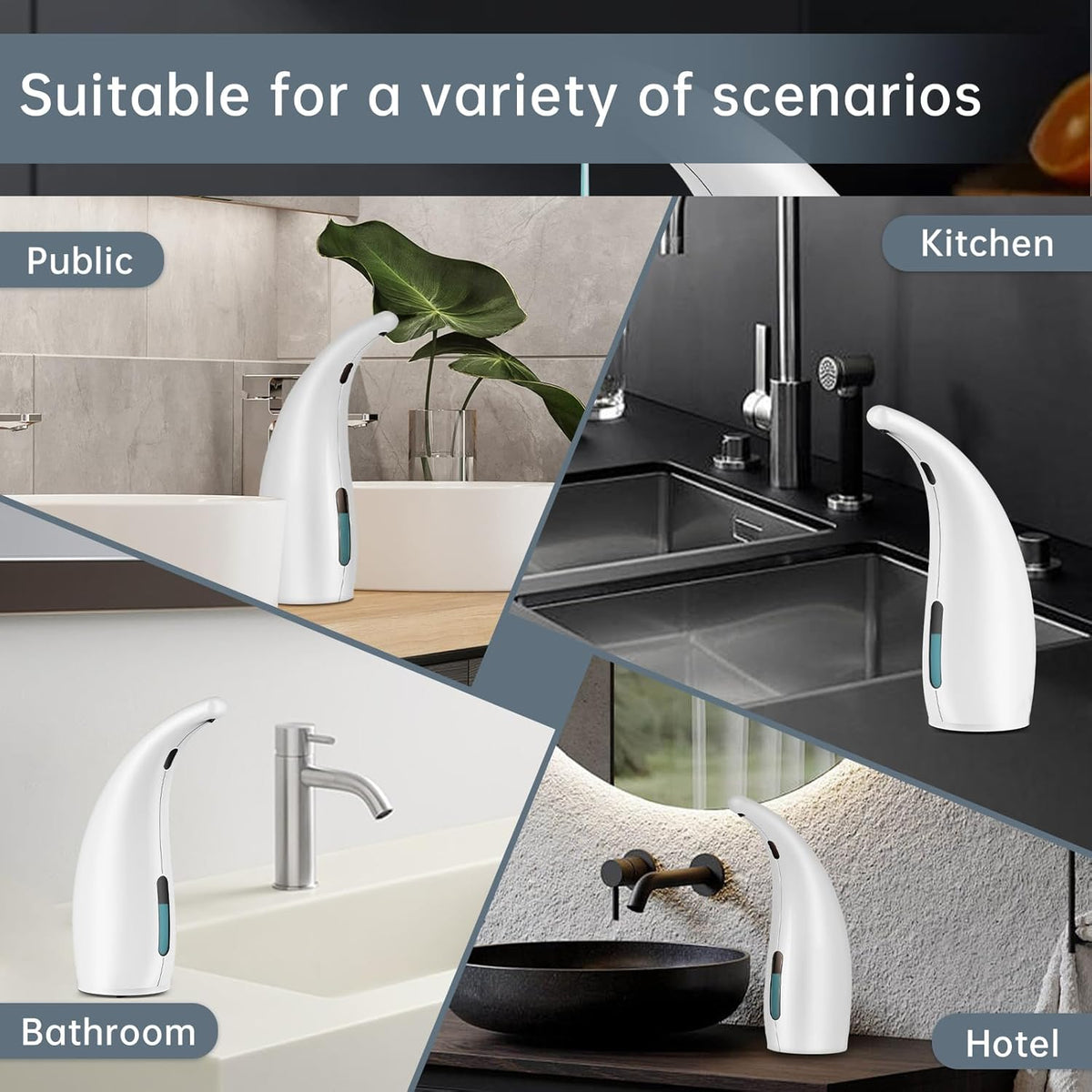 Automatic Liquid Soap Dispenser,300ML Touchless 4 Gear Adjustable,Countertop Electric Battery