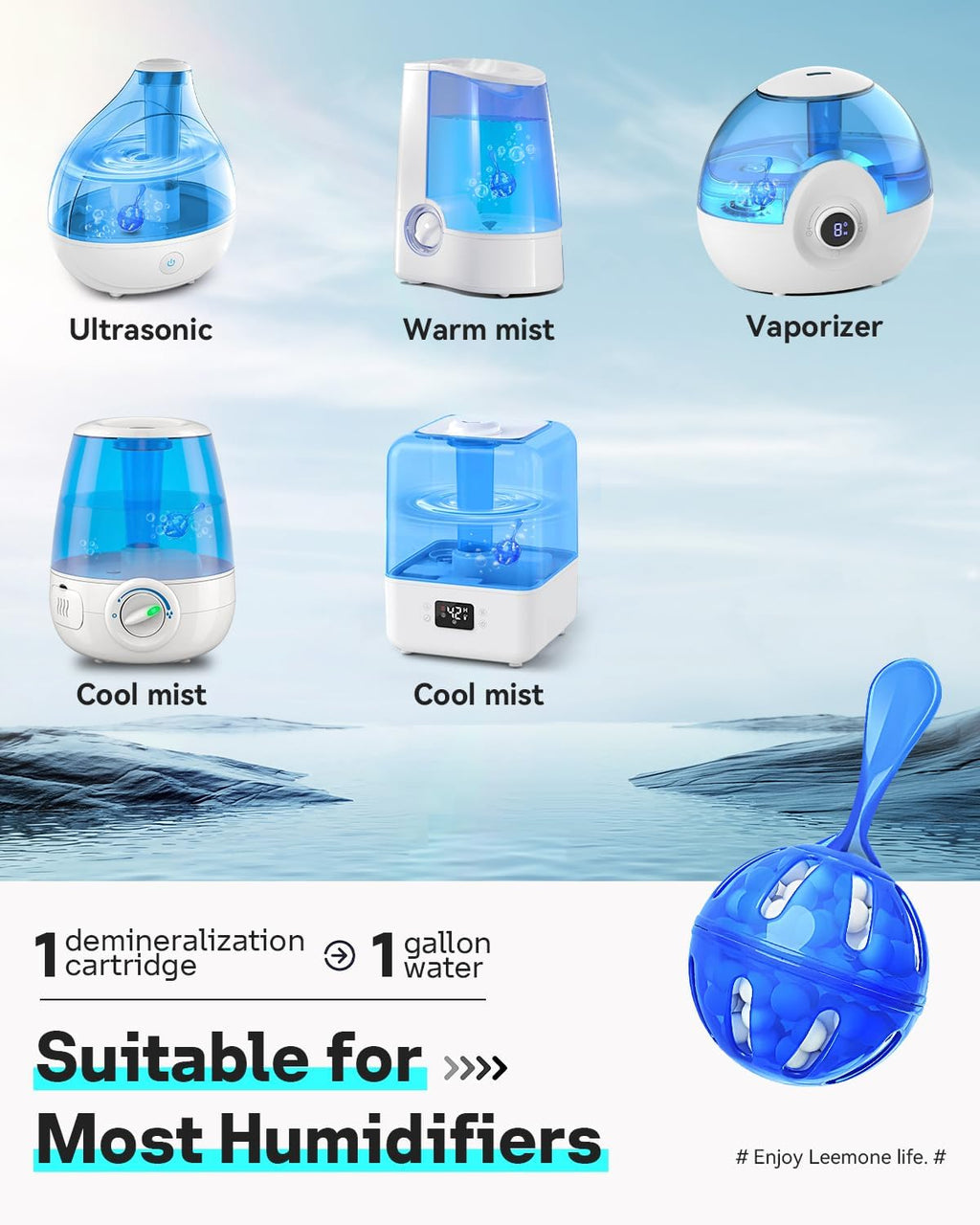 Leemone Humidifier Cleaner 6 Pack, Demineralization Cleaning Ball, Works in All humidifiers and