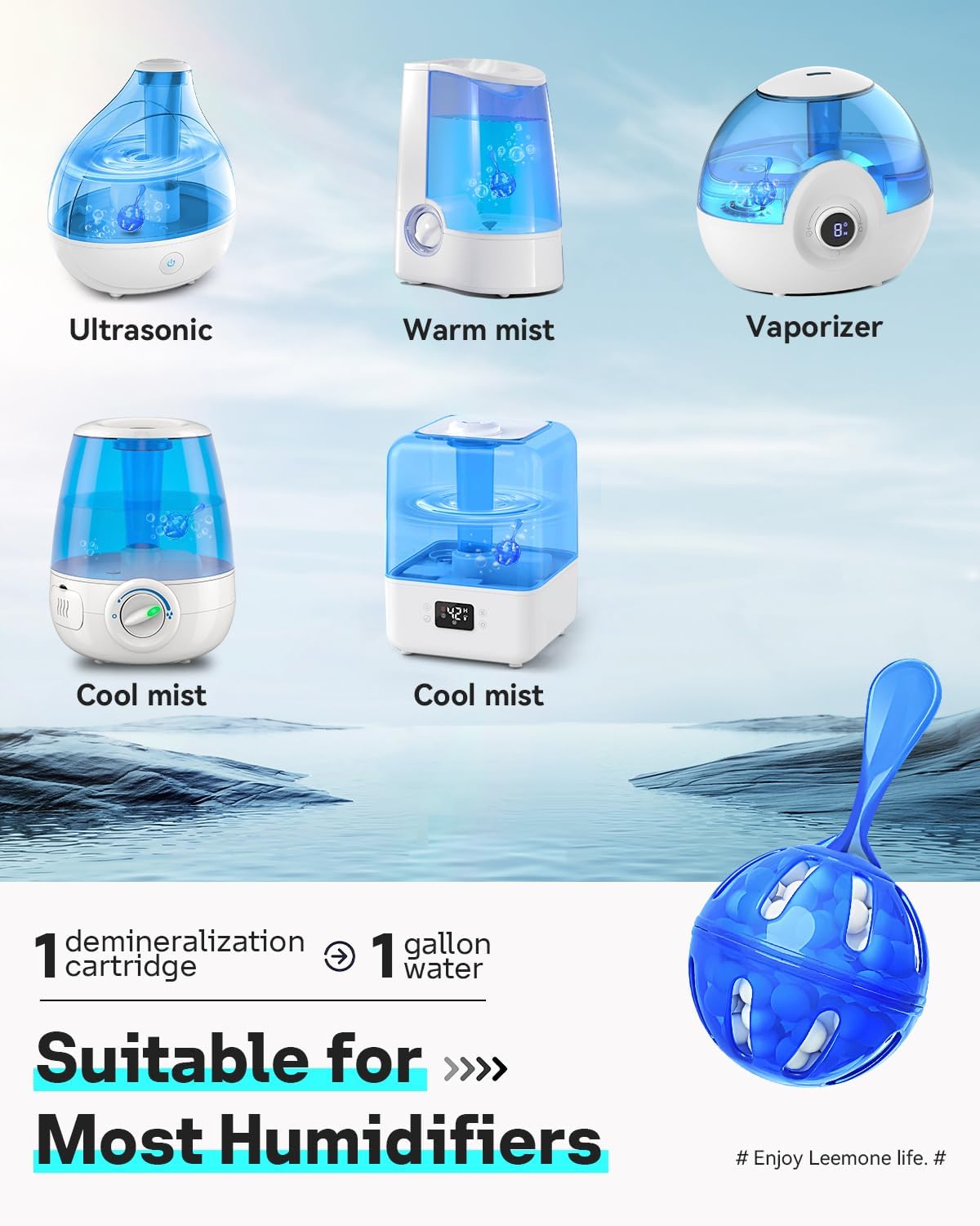 Leemone Humidifier Cleaner 12 Pack, Demineralization Cleaning Ball, Works in All humidifiers and