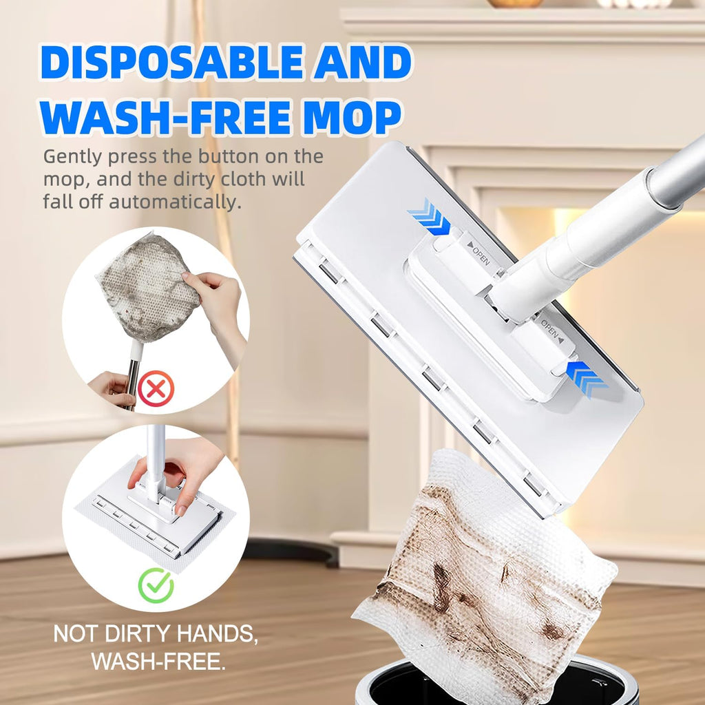 Mini Sweeper Mop No-Touch Dirty Cleaning Flat Dust Mop for Dry Wet Disposable Pads, Multi Surface