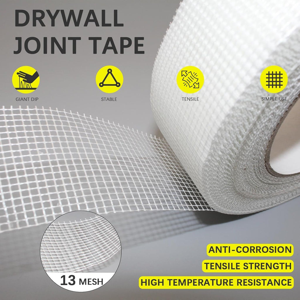 6" 100 Feet Drywall Joint Tape, Self-Adhesive Encrypted Fiberglass Drywall Repair Mesh Tape for