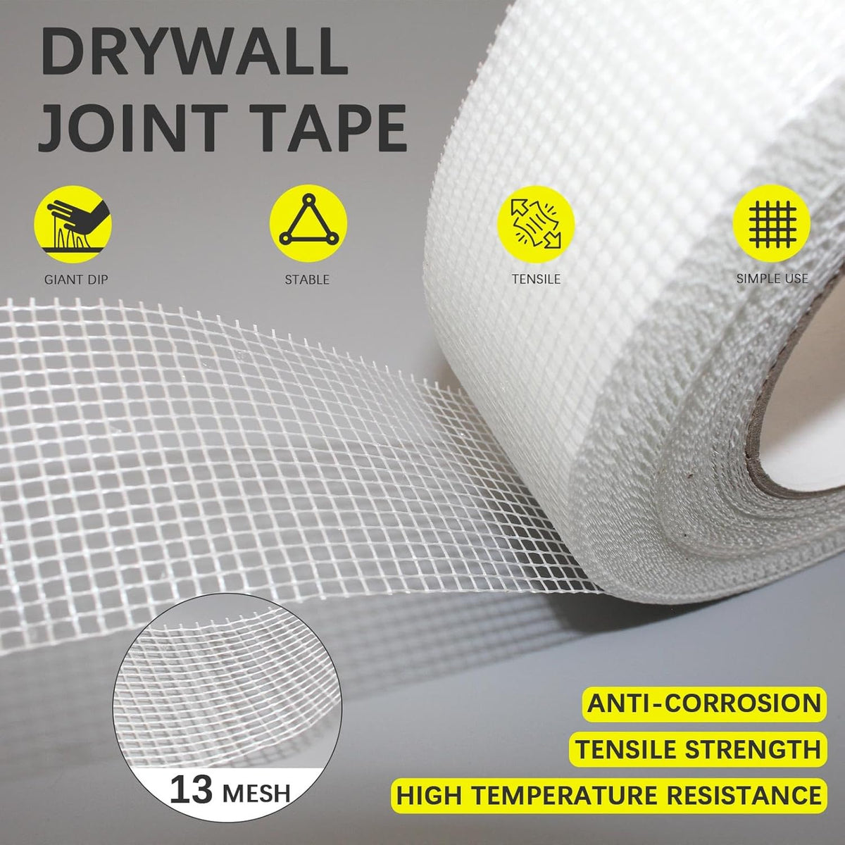 Drywall Joint Tape, 2" x 150 Feet Self-Adhesive Encrypted Fiberglass Drywall Repair Mesh Tape for