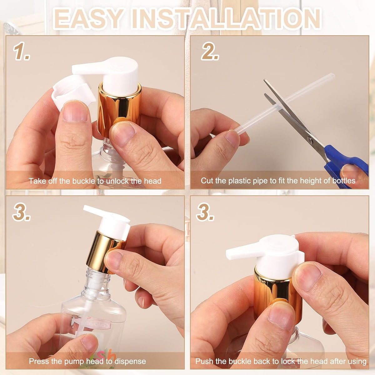 uxcell 2 Pcs Soap Dispenser Pump Heads, Hand Soap Dispensers Top Pumps Replacement Clip-on Pumphead