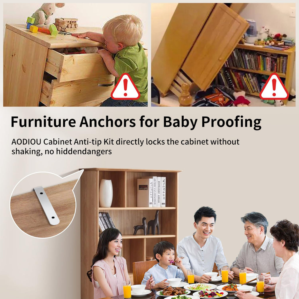furniture anchors wall safety straps: Anti-Tip Anchor Kit Secure dresser Falling Earthquake Strap
