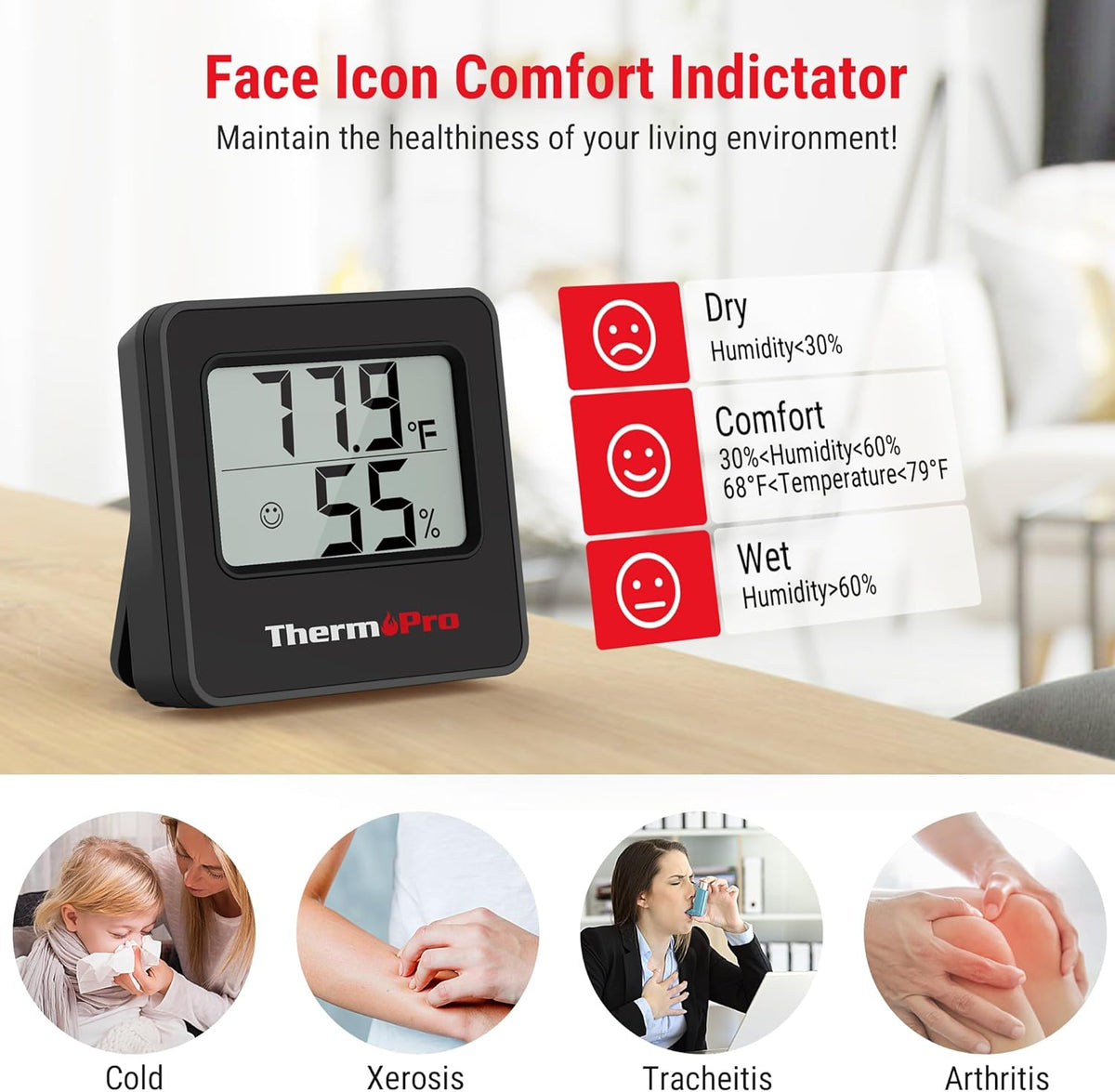 ThermoPro TP157 Hygrometer Indoor Thermometer for Home, Room Thermometer Humidity Meter with