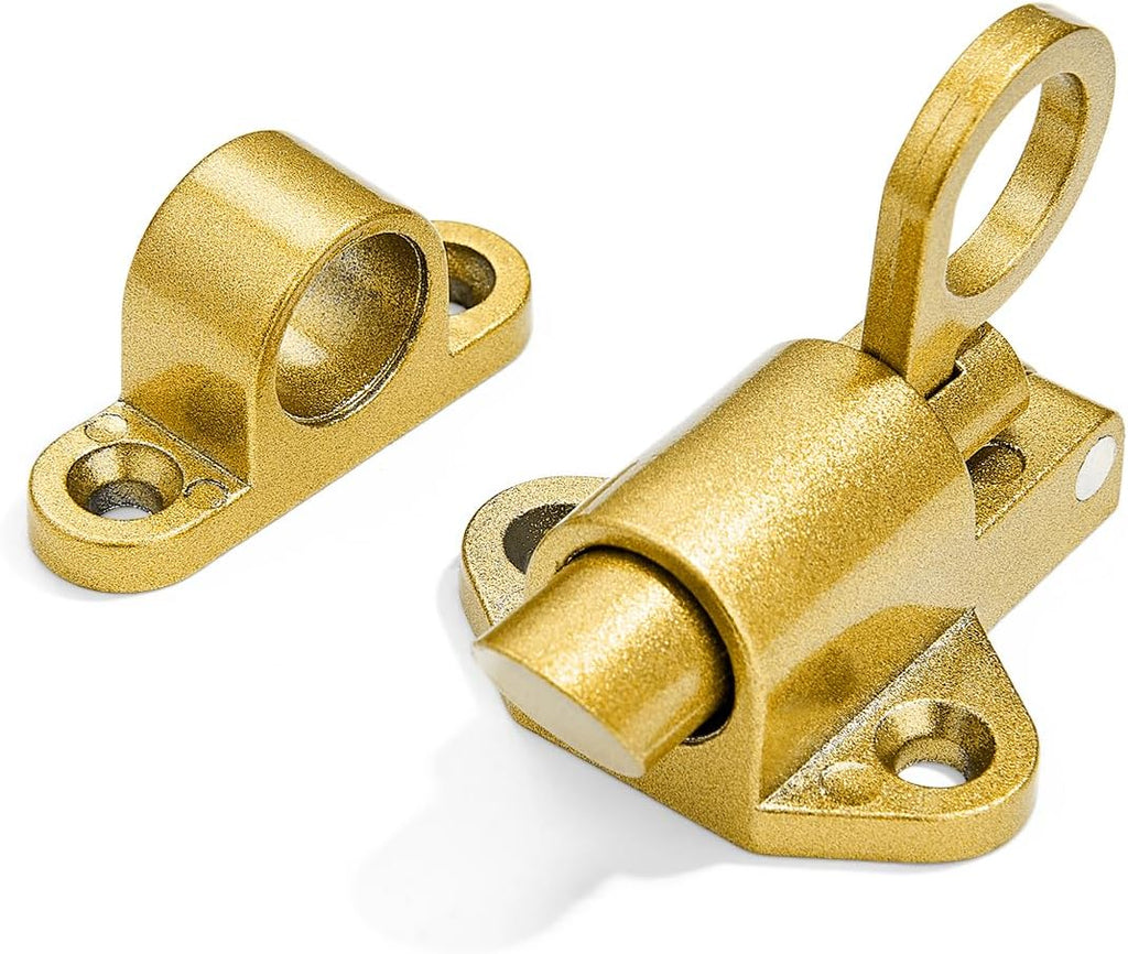3 Packs Self-Closing Latches，Gold Spring Door Lock，Resilient Bolt Latch Aluminum Alloy Safety
