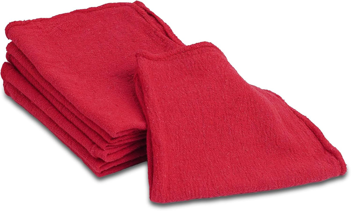 Cotton Shop Towels - Pack of 50 Cleaning Rags 12'' x 14'' - Super Soft and Absorbent Shop Rags for