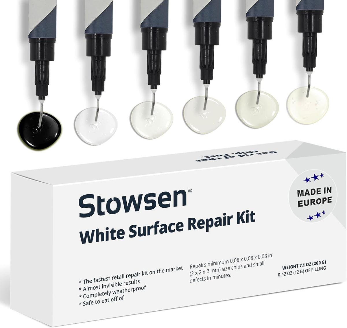 Tile Repair Kit by Stowsen - Also Works as Bathtub Repair Kit I Ideal to Fix Your Broken Chip or