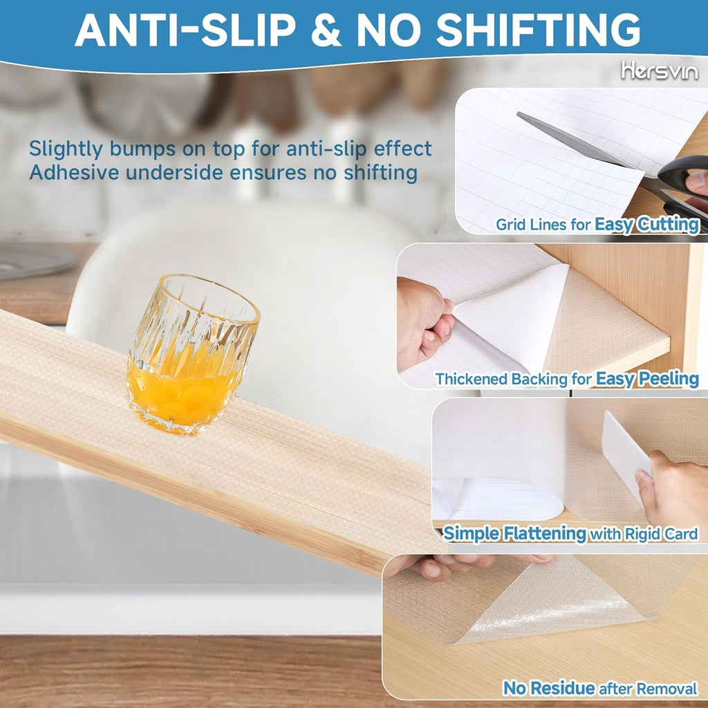 Shelf Liners 10 in x 20 ft Self-Adhesive EVA Drawer Mats, Cupboard Protector, Kitchen Cabinet