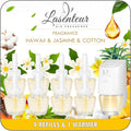 Plug-in Air Freshener Starter Kit, 1 Warmer and 9 Essential Oil Refills, Hawaiian, Jasmine, Cotton