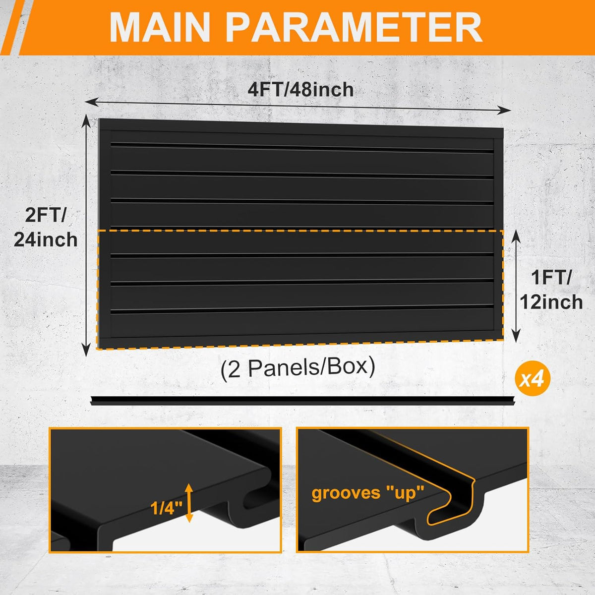 DoCred Slatwall Paneling Organizer, 4x2 FT PVC Garage Slat Wall Storage Systems, Heavy Duty Mounted