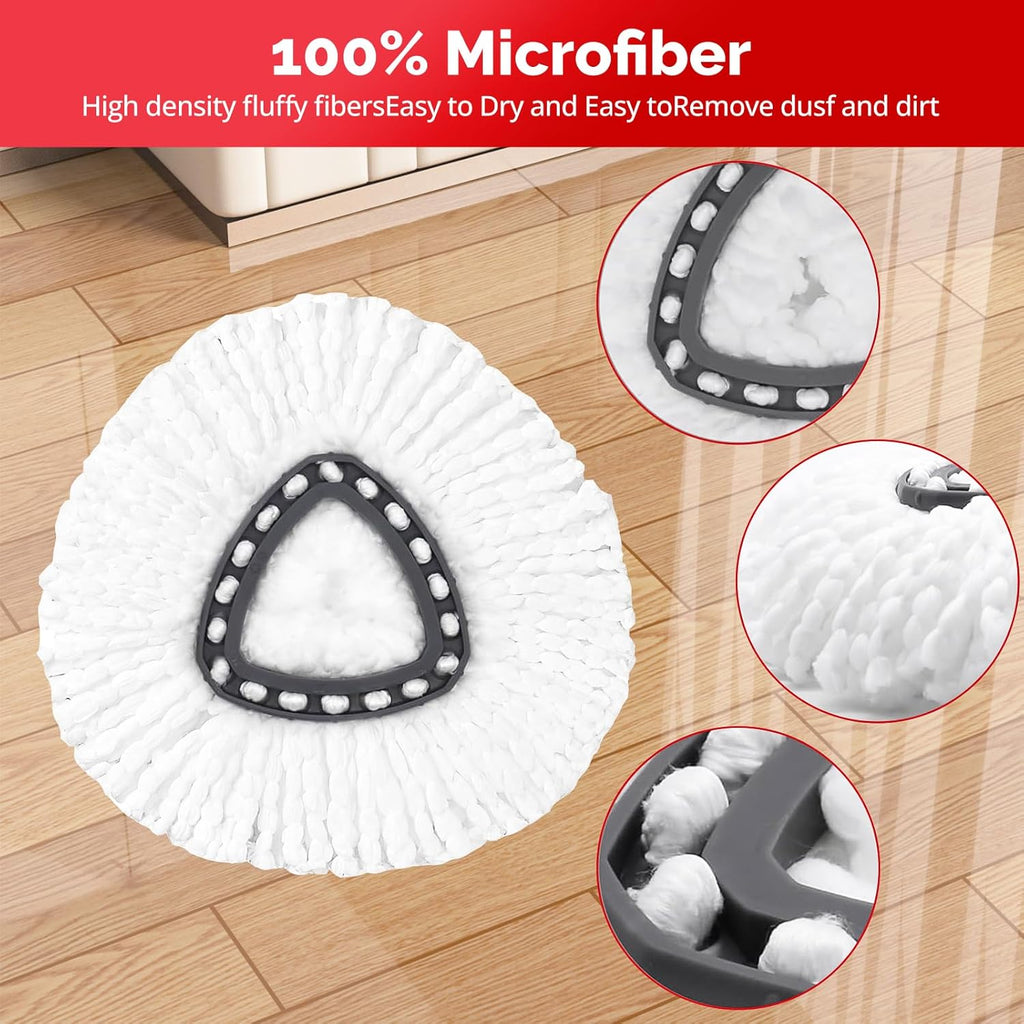 Spin Mop Head, Base, Handle Replacement for O-Ceda EasyWring 1 Tank System,4 Microfiber Mop