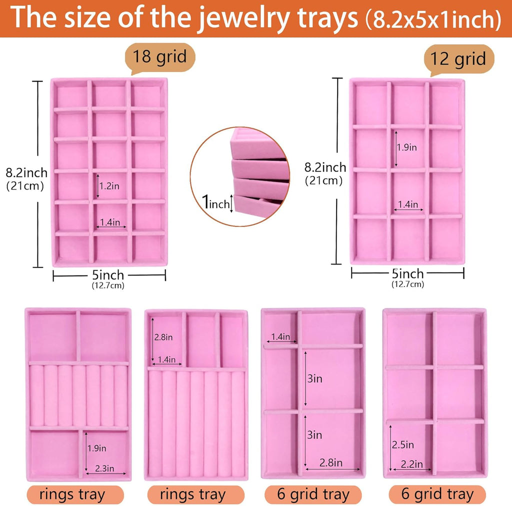 8 Pack Stackable Jewelry Trays Organizer Velvet Earring Organizer Jewelry Tray for Drawers Earring