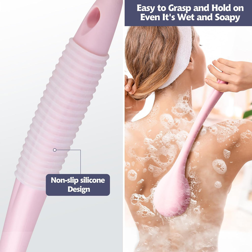 BEDELITE Back Bath Brush Long Handle for Shower of 2 - Soft Shower Brush for Men & Women,Back Brush