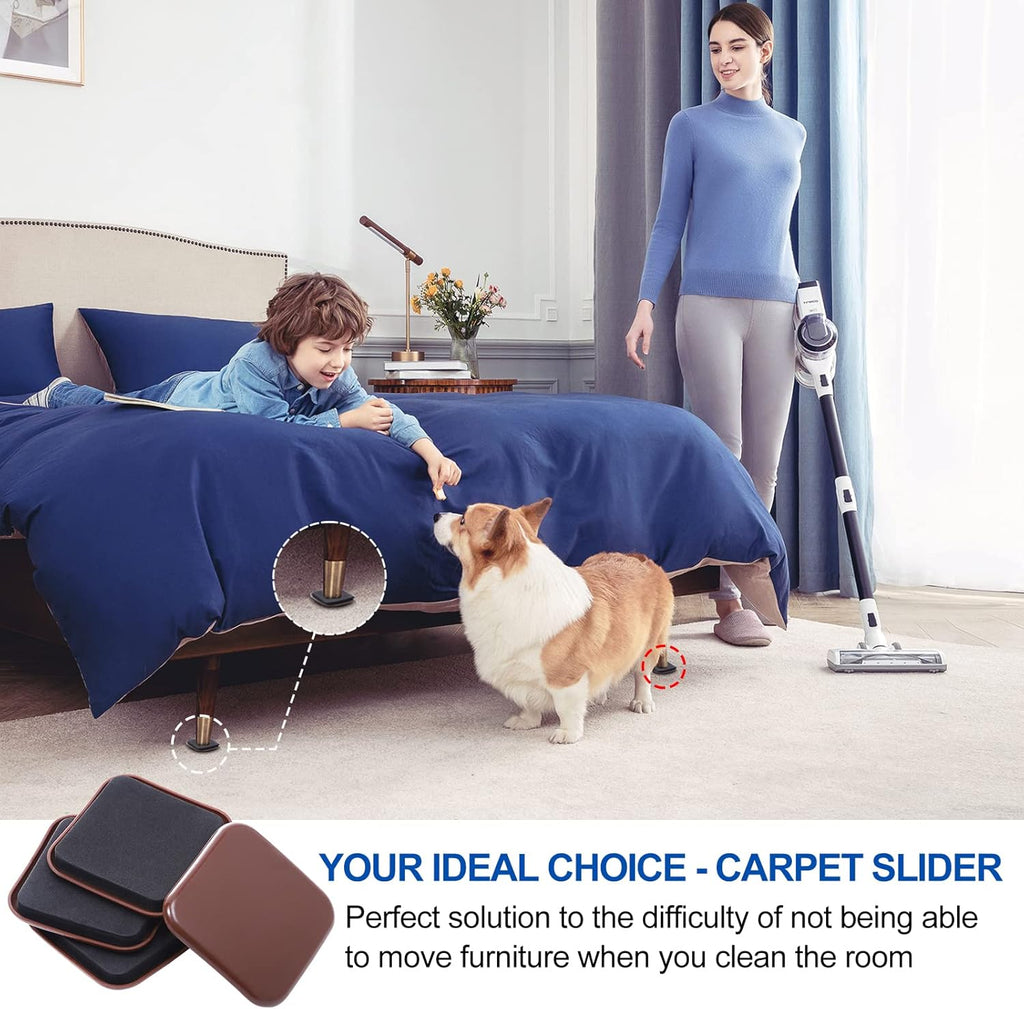 Furniture Sliders, 12pcs 3 inch Square Furniture Moving Kits Carpet Sliders for Moving Furniture