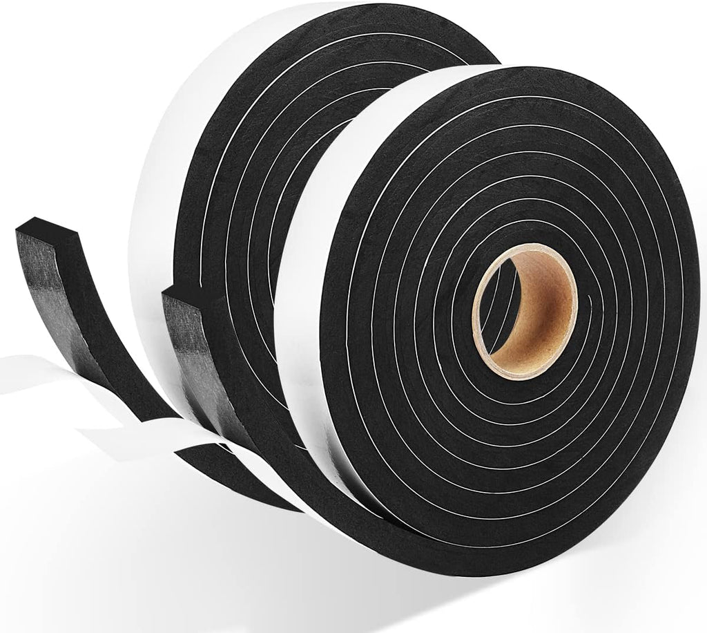 2 Rolls Weather Stripping Door Seal, 1''W x 3/8'' T Foam Tape Single Sided, Adhesive Closed Cell