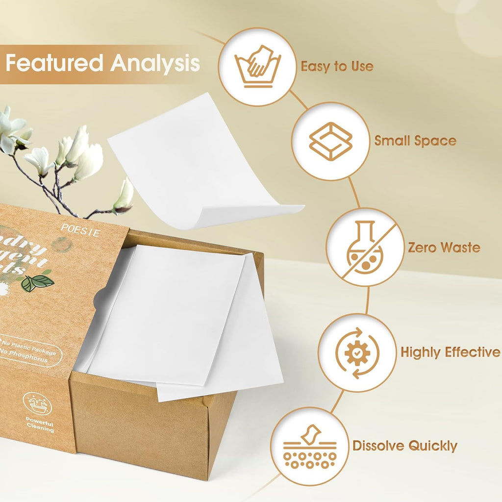 Poesie Laundry Detergent Sheets Magnolia Scent 3 Pack 480 Strips Liquid Less Effective Cleaning