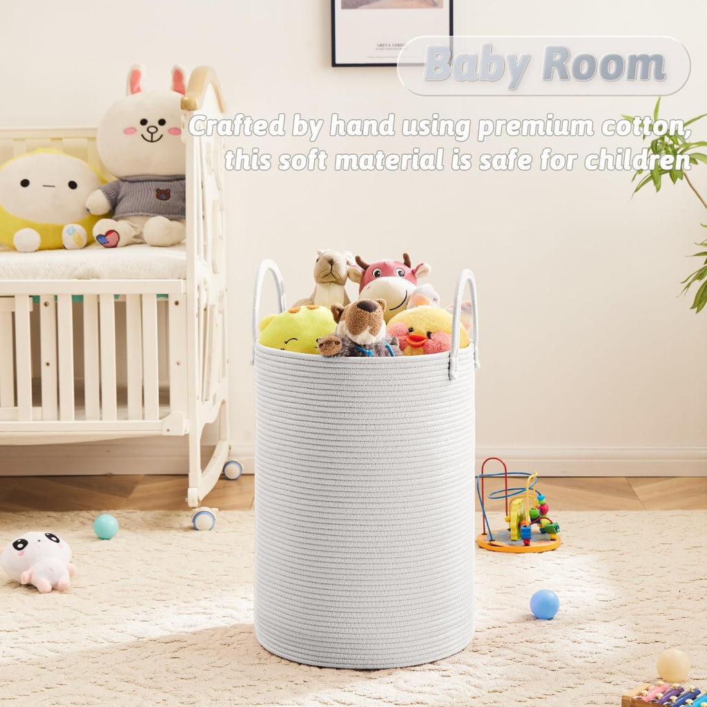 Laundry Basket,Woven Cotton Rope Laundry Hamper,100L for Decorative Storage of Dirty Clothes,Toys