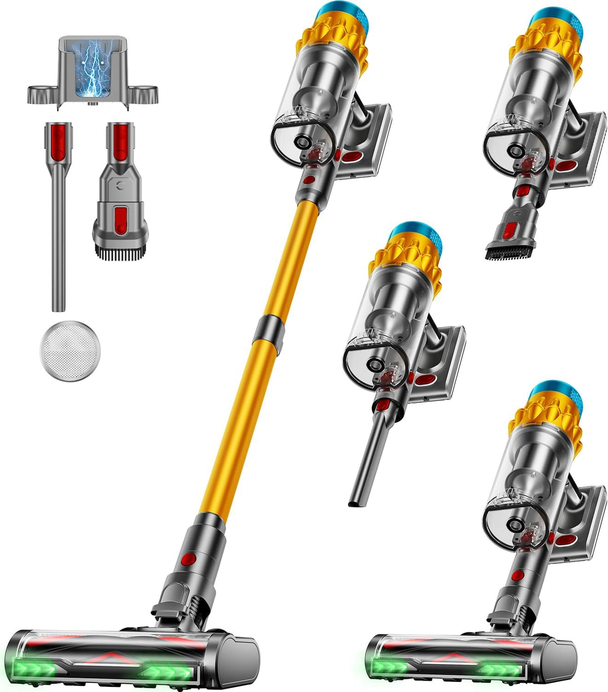 Cordless Vacuum Cleaner, 600W/50KPA, Max 70 Mins Runtime, Self-Standing Vacuum Cleaners for Home