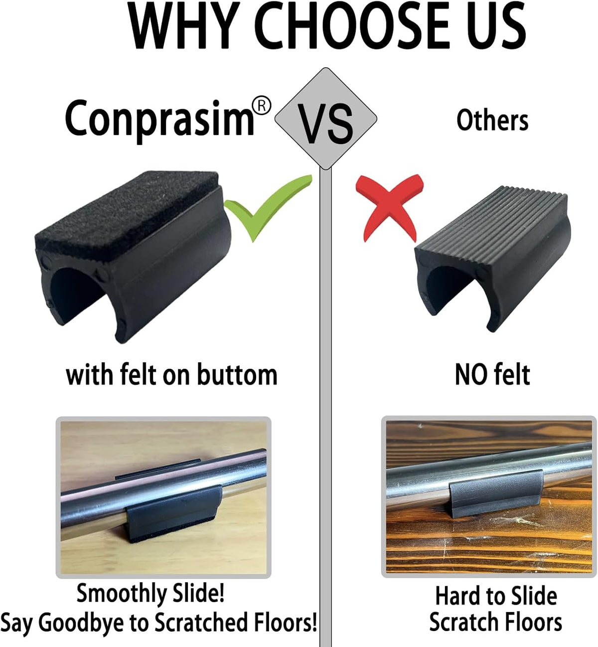 Rectangle U Shaped Chair Leg Tips Caps with Felt Pads,Furniture Feet Protector Slide Smoothly