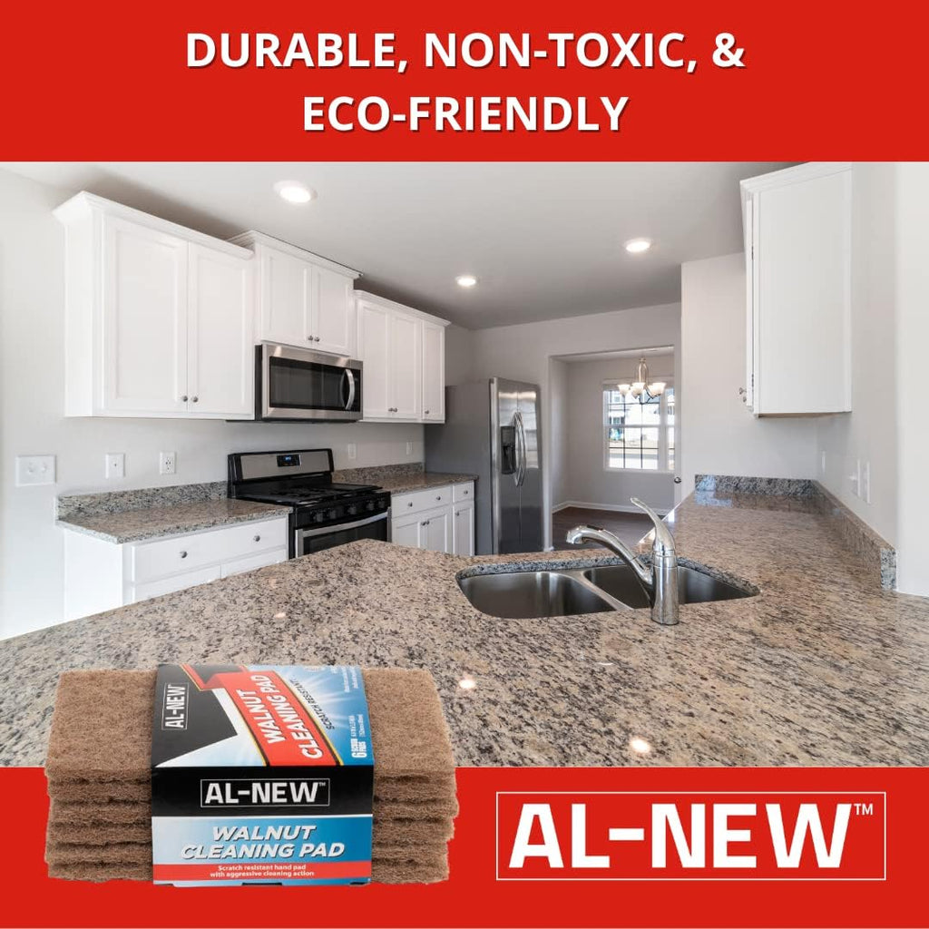 AL-NEW Walnut Cleaning Pads | Versatile, Scratch Resistant Household Cleaning & Scouring Pads for
