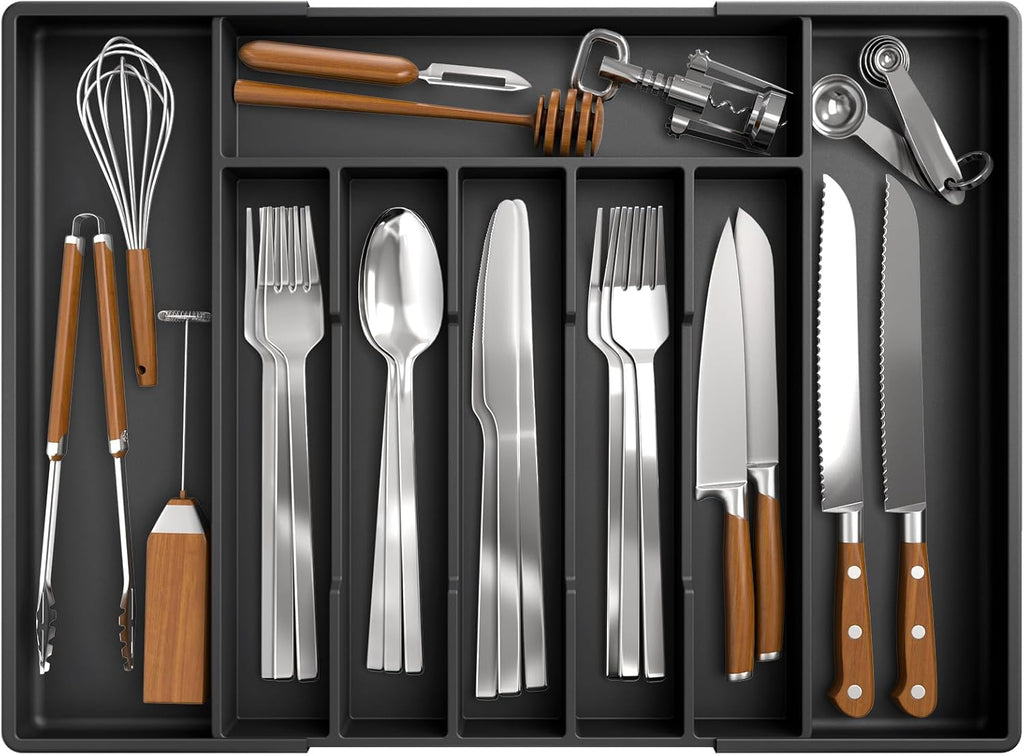 Kitsure Silverware Organizer for Drawers - Expandable Cutlery and Utensil Drawer Organizer with
