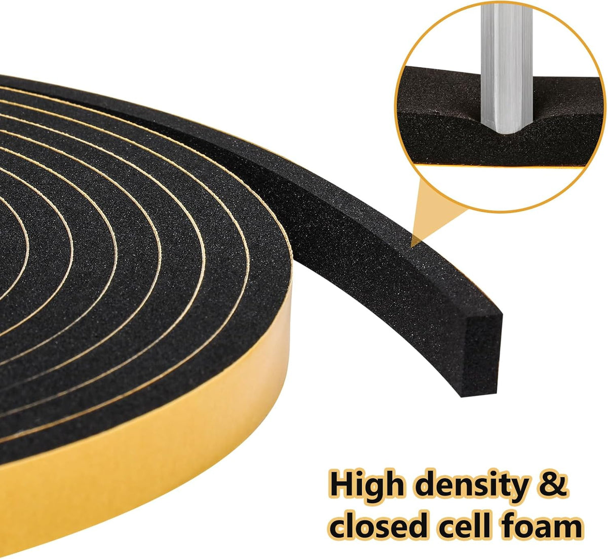 32Feet Weather Stripping (1/2 Inch X 1/16 Inch) Door Seal Strip, Strong Adhesive, Lightproof