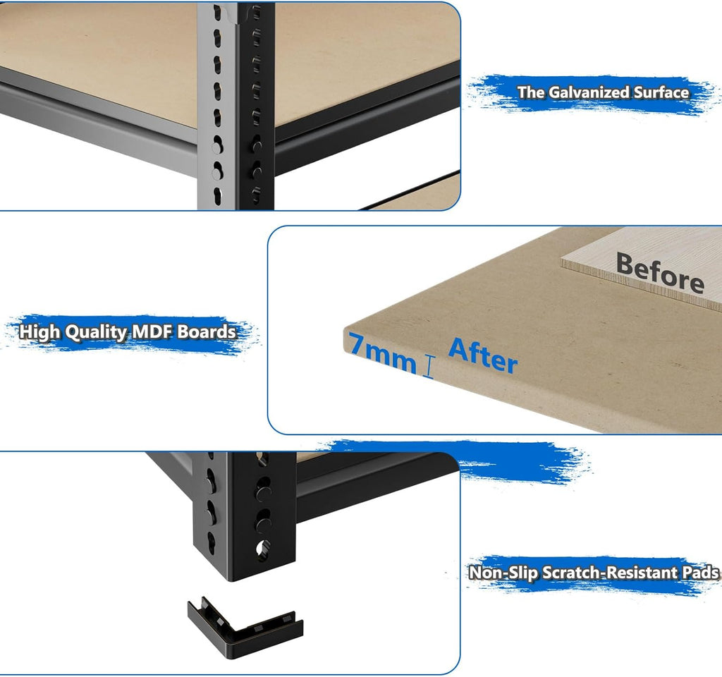 Garage Shelving, 2 PCS Storage Shelves Heavy Duty 2000 LBS Capacity, 5 Tier Adjustable Metal